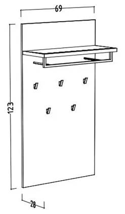 Mäusbacher Garderobenpaneel »Nova Garderobe« mit Kleiderstange und Hutablage BHT 69x123x28 cm