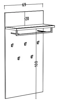Mäusbacher Garderobenpaneel »Nova Garderobe« mit Kleiderstange und Hutablage BHT 69x123x28 cm
