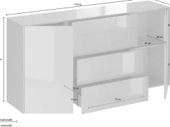 Mäusbacher Kommode Kommode BHT 179/89/42 cm, Push to open, Front+Oberplatte=Glas