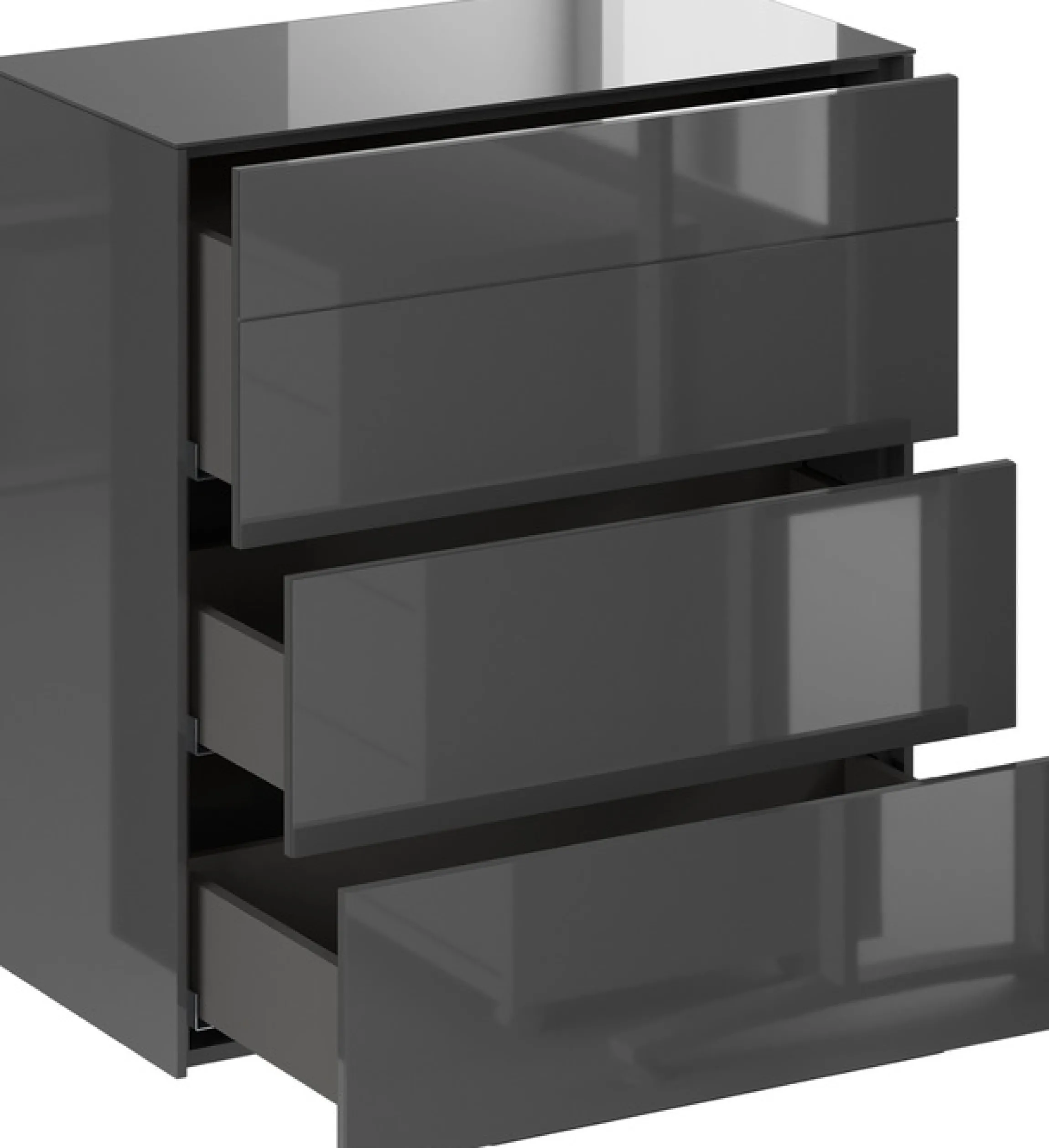 Mäusbacher Kommode Kommode BHT 82/89/42 cm, Push to open, Front+Oberplatte=Glas