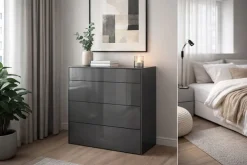 Mäusbacher Kommode Kommode BHT 82/89/42 cm, Push to open, Front+Oberplatte=Glas