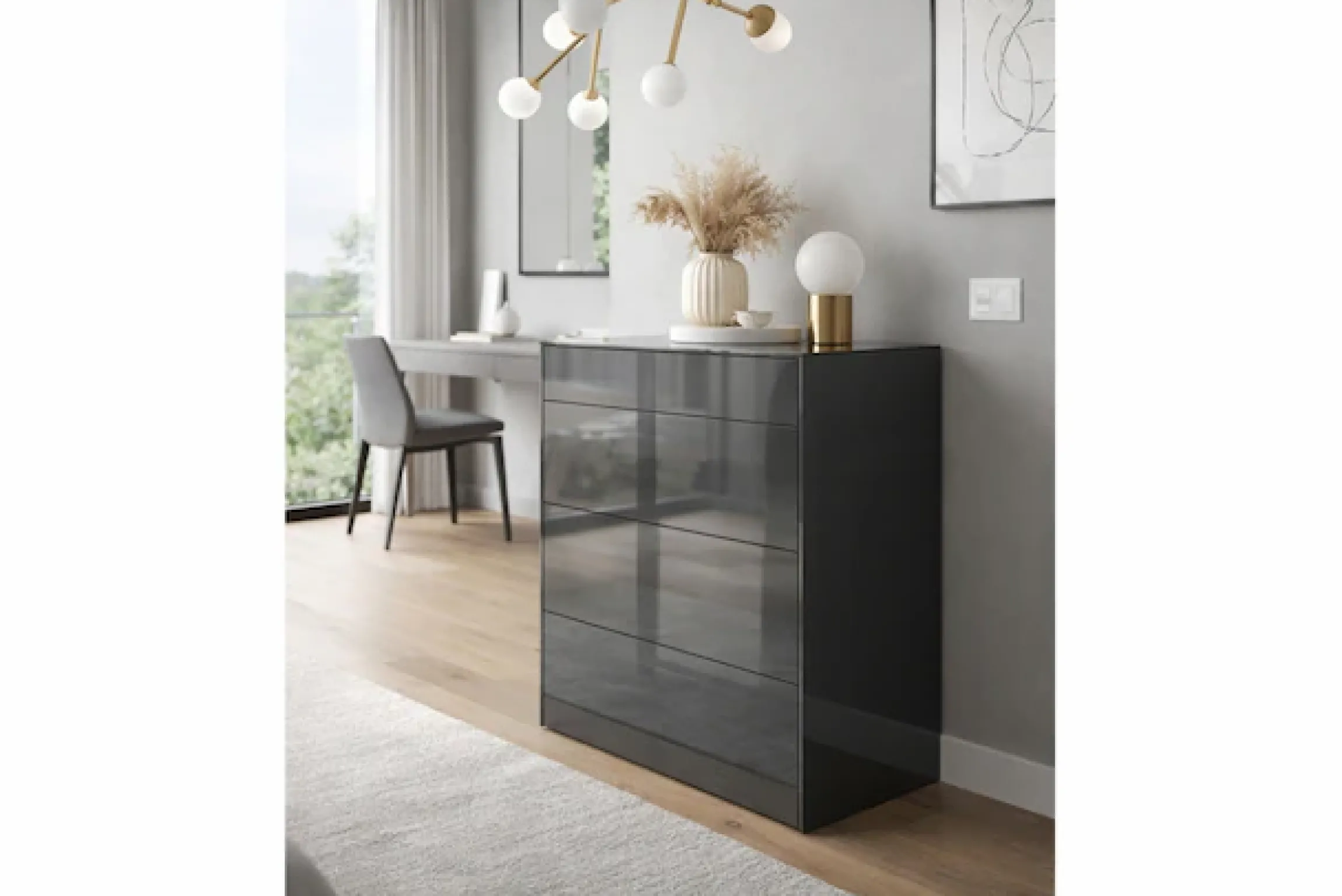 Mäusbacher Kommode Kommode BHT 82/89/42 cm, Push to open, Front+Oberplatte=Glas