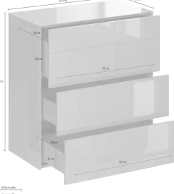 Mäusbacher Kommode Kommode BHT 82/89/42 cm, Push to open, Front+Oberplatte=Glas