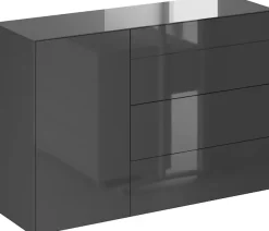 Mäusbacher Kommode Kommode BHT 131/89/42 cm, Push to open, Front+Oberplatte=Glas