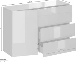 Mäusbacher Kommode Kommode BHT 131/89/42 cm, Push to open, Front+Oberplatte=Glas