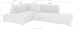 Musterring Ecksofa »Lucia bequem, elegant & zeitlos, elegante Sofa ohne Armlehnen« mit großem Longchair, verschiedene Farben, B304 x T224 cm