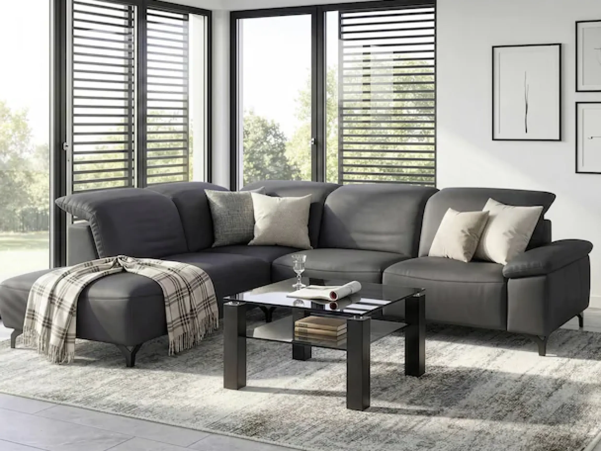 Musterring Ecksofa »MR370« Edles Leder in 3 Farben, Sitzkomfort nach Wahl, Maße 288 x 241 cm