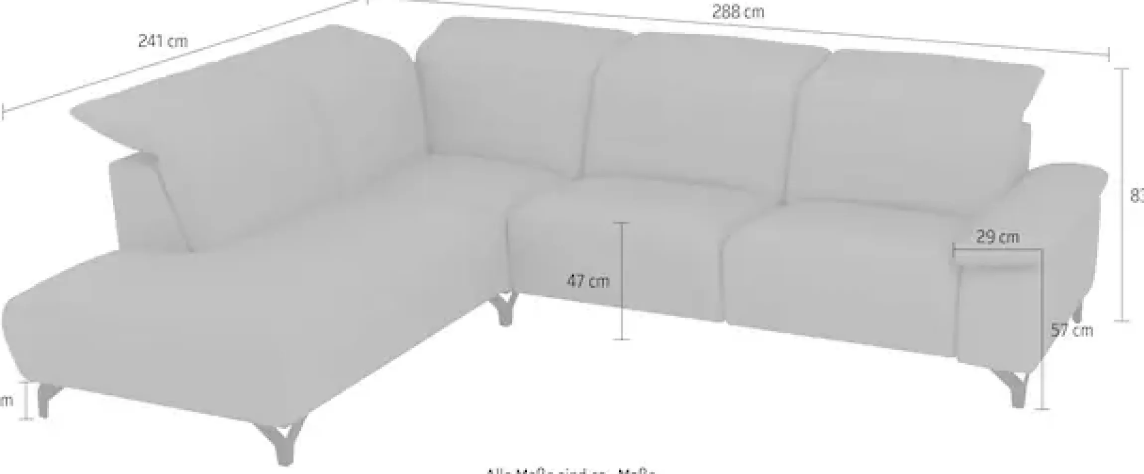 Musterring Ecksofa »MR370« Edles Leder in 3 Farben, Sitzkomfort nach Wahl, Maße 288 x 241 cm