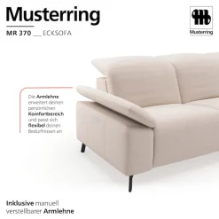 Musterring Ecksofa »MR 370, intelligenter Komfort im modernen Design« Optionale Relaxfunktion, flexible Kopfteile & klappbare Armlehnen