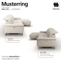 Musterring Ecksofa »MR 370, intelligenter Komfort im modernen Design« Optionale Relaxfunktion, flexible Kopfteile & klappbare Armlehnen