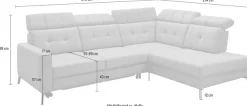 Musterring Ecksofa »MR 4615« mit Kopf- und Rückenverstellung, Metallfuß schwarz, Maße 272 x 214 cm