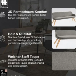 Musterring Essbank »Tavia« Stativgestell aus Eiche bianco massiv, Breite 180, 200 oder 220 cm