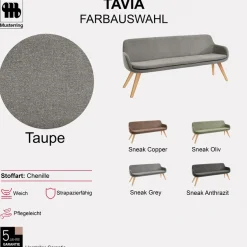 Musterring Essbank »Tavia« Stativgestell aus Eiche bianco massiv, Breite 180, 200 oder 220 cm