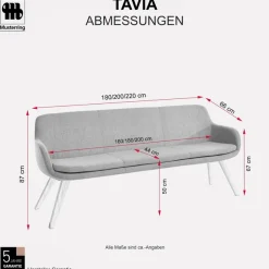 Musterring Essbank »Tavia« Stativgestell aus Eiche bianco massiv, Breite 180, 200 oder 220 cm