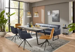 Musterring Esstisch HPL-Platte in Zement-Design, Bügelgestell schwarz, drei Größen