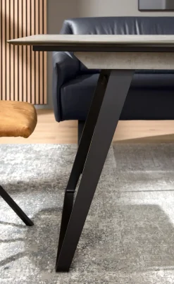 Musterring Esstisch HPL-Platte in Zement-Design, Bügelgestell schwarz, drei Größen