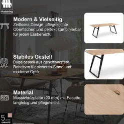 Musterring Esstisch »Tavia« Bügelgestell in 3 Farben,Platte Charakter-Eiche geölt, fest montiert