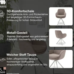 Musterring Esszimmerstuhl »Tavia« (Set) 2 Stk.Stativgestell Edelstahl, wahlweise mit Drehfunktion, diverse Farben