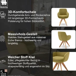 Musterring Esszimmerstuhl »Tavia« (Set) 2 Stk.Stativgestell Eiche Bianco, Drehfunktion optional, diverse Farben