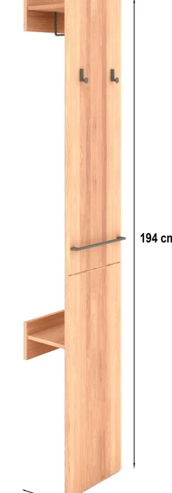 Musterring Garderobe »Sorrent, Garderobenpaneel, Wandregal, massiv Eiche« Flurgarderobe, B 38 / H 194 / T 23 cm,mit Ablage & Haken