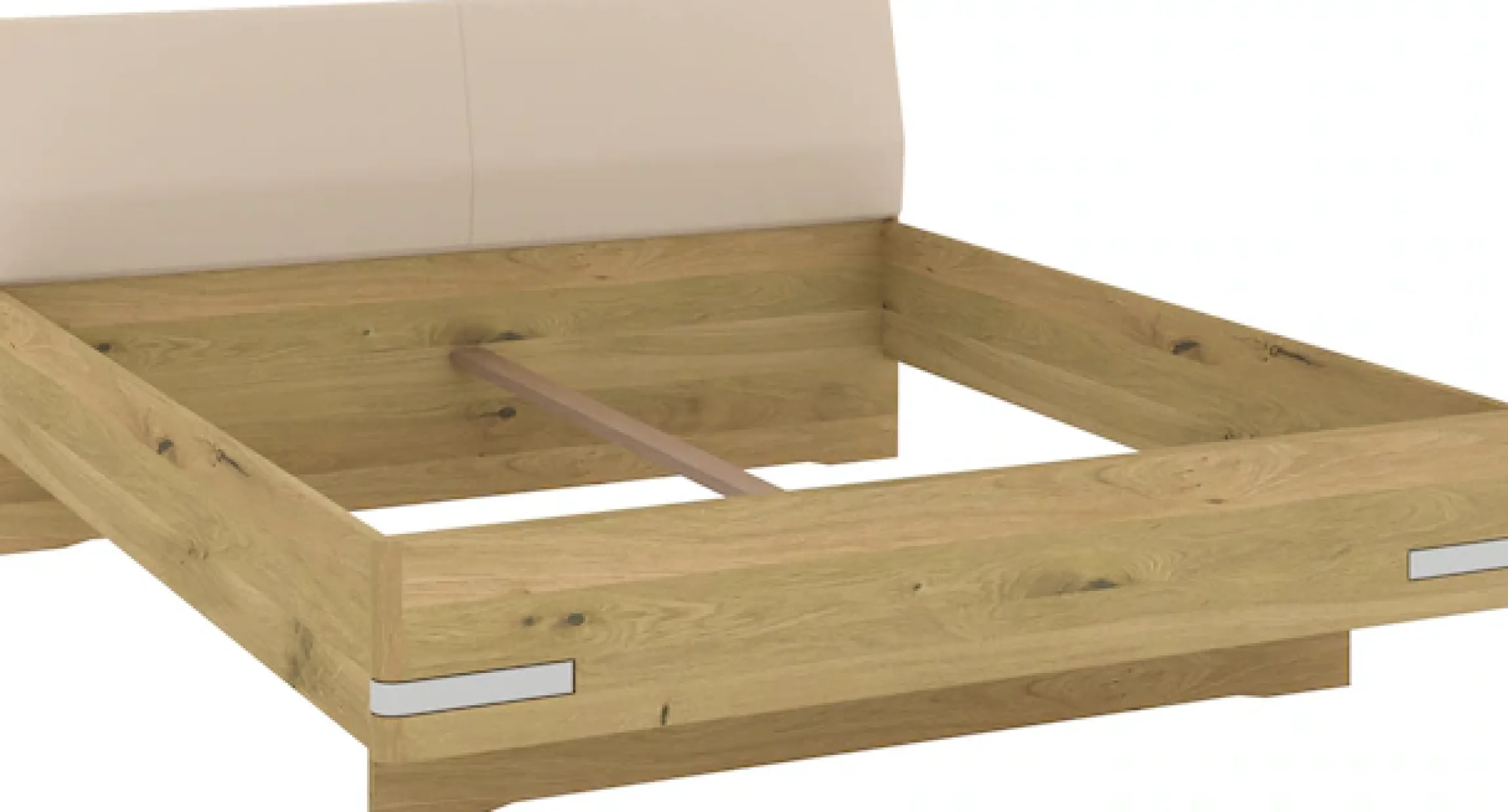 Musterring Holzbett »Savona, Bettgestell, Bettrahmen, teilmassiv Bianco-Eiche« Belastbarkeit 220 Kg, 4-fache Liegehöhenverstellung, MADE IN GERMANY,Kopfteil Kunstleder Champagner, Details in Chrom, verschiedene Größen
