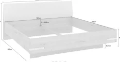 Musterring Holzbett »Savona, Bettgestell, Bettrahmen, teilmassiv Bianco-Eiche« Belastbarkeit 220 Kg, 4-fache Liegehöhenverstellung, MADE IN GERMANY,Kopfteil Kunstleder Champagner, Details in Chrom, verschiedene Größen