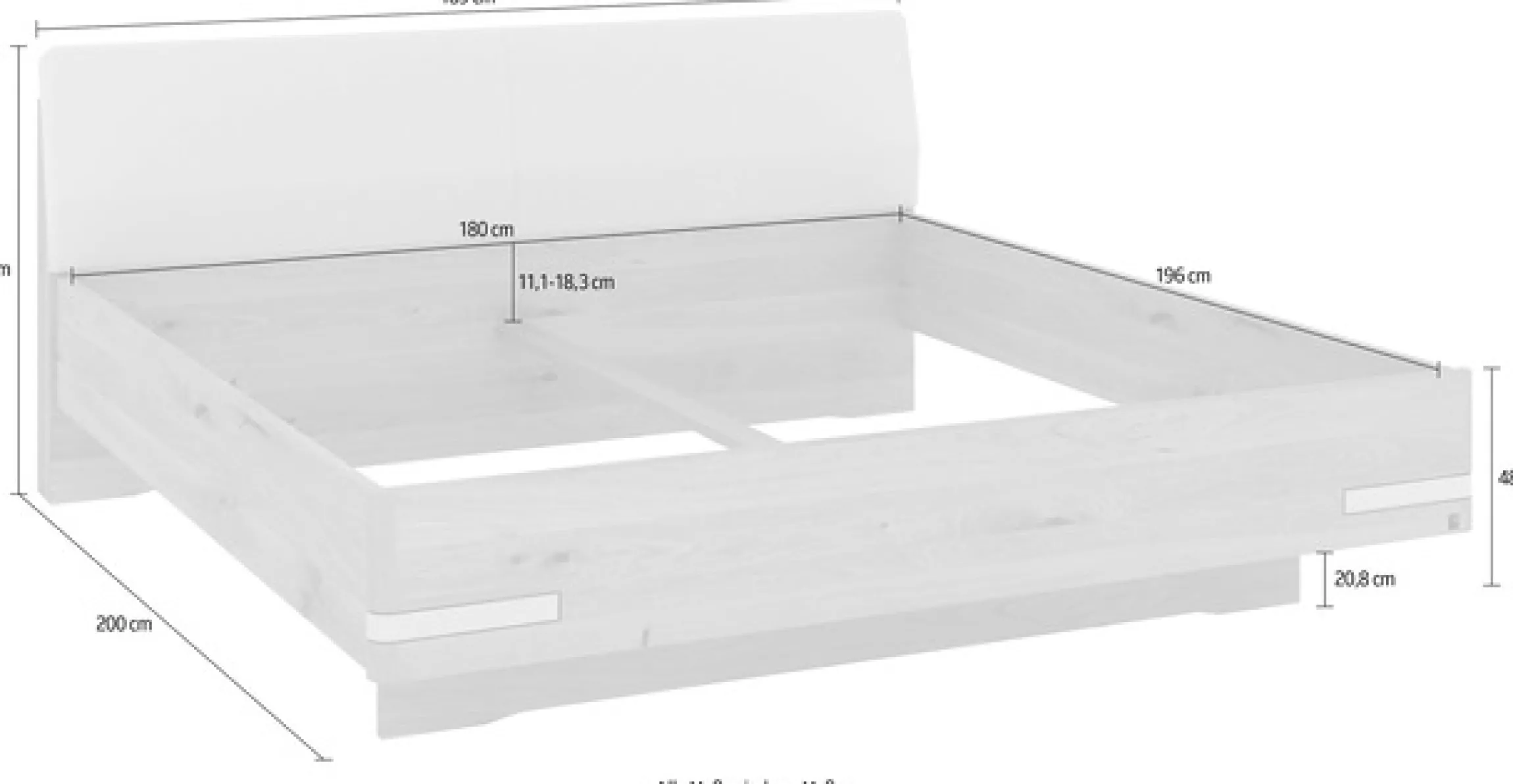 Musterring Holzbett »Savona, Bettgestell, Bettrahmen, teilmassiv Bianco-Eiche« Belastbarkeit 220 Kg, 4-fache Liegehöhenverstellung, MADE IN GERMANY,Kopfteil Kunstleder Champagner, Details in Chrom, verschiedene Größen