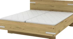 Musterring Holzbett »Savona, Bettgestell, Bettrahmen, teilmassiv Bianco-Eiche« Belastbarkeit 220 Kg, 4-fache Liegehöhenverstellung, MADE IN GERMANY,Kopfteil in Bianco-Eiche massiv, Details in Chrom, verschiedene Größen