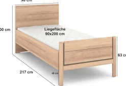 Musterring Holzbett »Sorrent, Bettgestell, Bettrahmen, teilmassiv Eiche« Eiche teilmassiv, Liegehöhenverstellung, Stollenfußteil