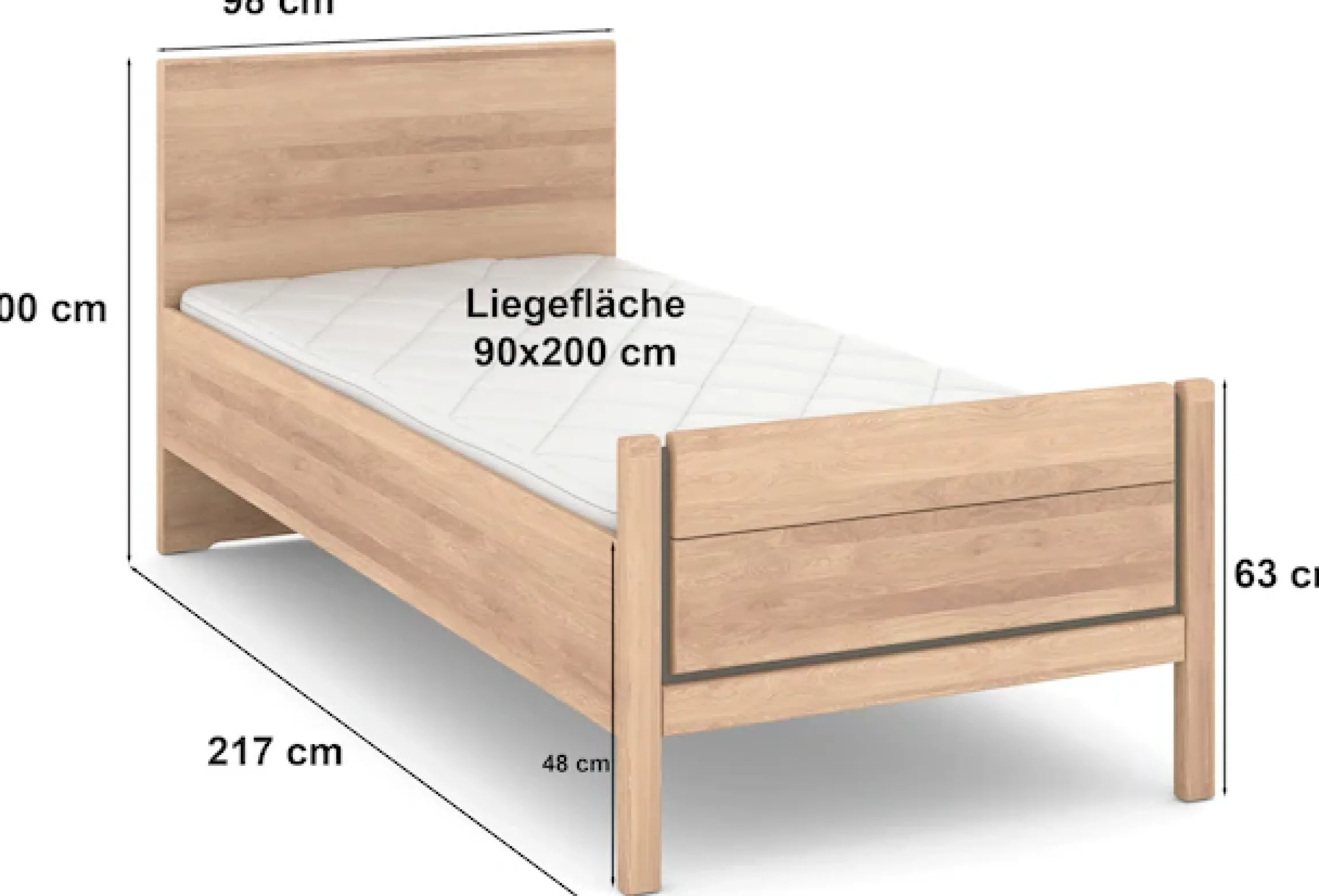Musterring Holzbett »Sorrent, Bettgestell, Bettrahmen, teilmassiv Eiche« Eiche teilmassiv, Liegehöhenverstellung, Stollenfußteil