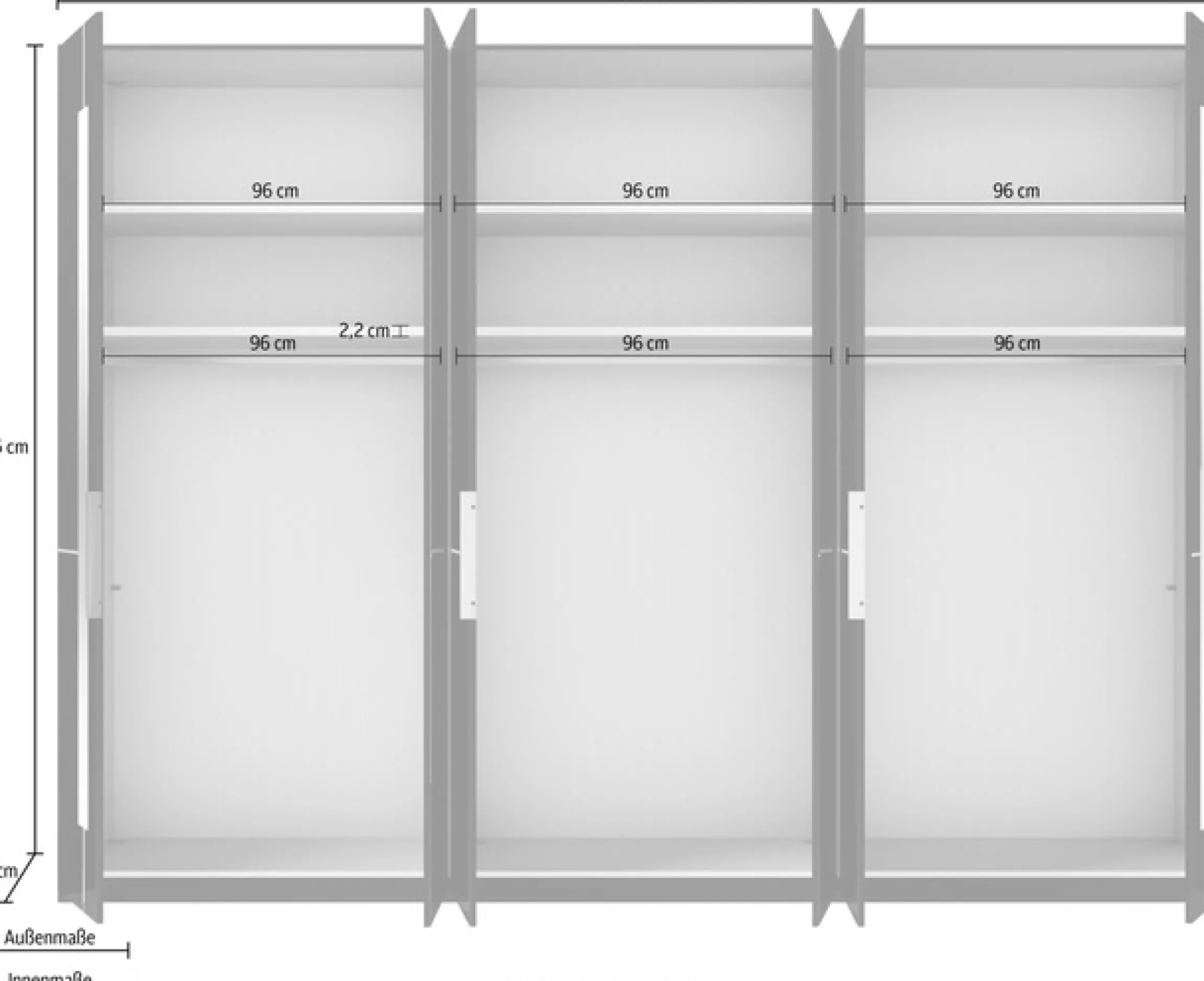 Musterring Kleiderschrank »Imola W« inkl. Einlegeböden und Kleiderstangen, Glastüren inklusive Zierspiegel