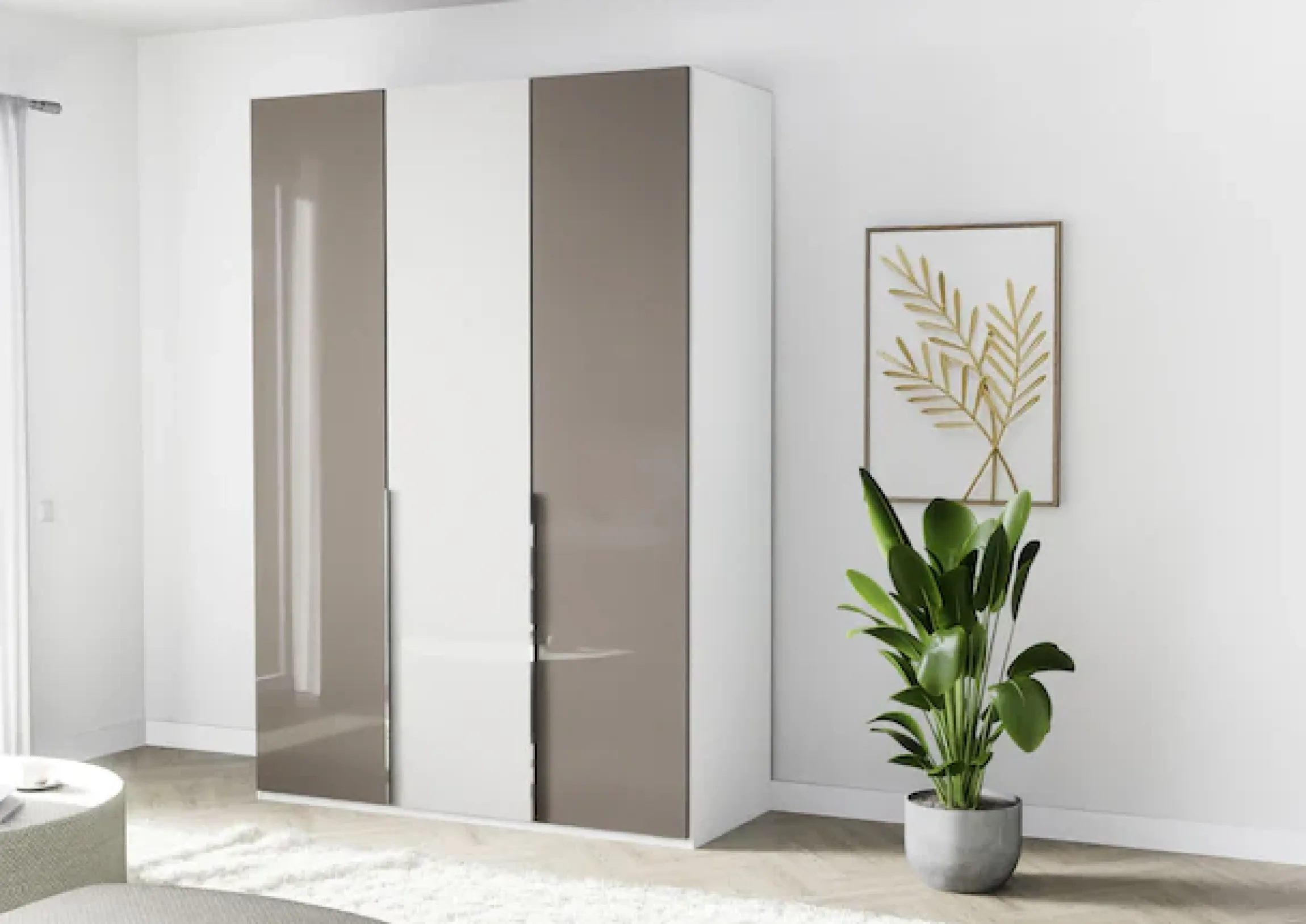 Musterring Kleiderschrank »San Diego, Kleiderschrank, Schrank, Garderobe, mit Glastüren« 1 Stk. tlg. 3-türig (gedämpft), 4 Böden, 2 Kleiderstangen, Chromgriffe
