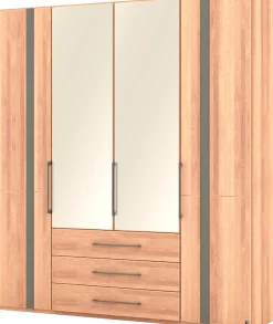 Musterring Kleiderschrank »Sorrent, Kleiderschrank, teilmassiv Eiche« mit Türdämpfern, mit Schubladen, extra Böden, MADE IN GERMANY,Türen in Eiche massiv und als Parsol-Bronze-Spiegel, mit Schubkästen