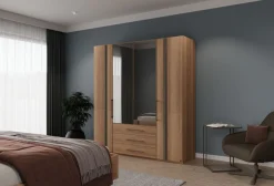 Musterring Kleiderschrank »Sorrent, Kleiderschrank, teilmassiv Eiche« mit Türdämpfern, mit Schubladen, extra Böden, MADE IN GERMANY,Türen in Eiche massiv und als Parsol-Bronze-Spiegel, mit Schubkästen
