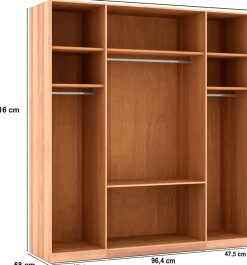 Musterring Kleiderschrank »Sorrent, Kleiderschrank, teilmassiv Eiche« mit Türdämpfern, mit Schubladen, extra Böden, MADE IN GERMANY,Türen in Eiche massiv und als Parsol-Bronze-Spiegel, mit Schubkästen
