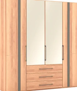 Musterring Kleiderschrank »Sorrent, Kleiderschrank, teilmassiv Eiche« mit Türdämpfern, mit Schubladen, extra Böden, MADE IN GERMANY,Türen in Eiche massiv und als Parsol-Bronze-Spiegel, mit Schubkästen