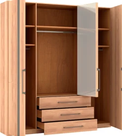 Musterring Kleiderschrank »Sorrent, Kleiderschrank, teilmassiv Eiche« mit Türdämpfern, mit Schubladen, extra Böden, MADE IN GERMANY,Türen in Eiche massiv und als Parsol-Bronze-Spiegel, mit Schubkästen