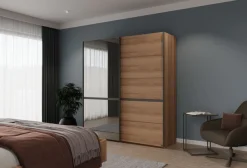 Musterring Schwebetürenschrank »Sorrent, Kleiderschrank, Schrank, Schiebetüren« Teilmassiv Eiche, MADE IN GERMANY,Türen in Eiche massiv mit Kassetten-Optik, verschiedene Maße verfügbar