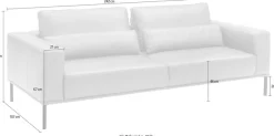 Musterring 3-Sitzer »JustB!PM100, 242 cm breit, aus hochwertigem Leder« XL-Sofa, wahlweise mit Nierenkissen und mot. Sitzauszug, Fuß schwarz