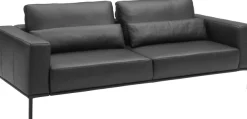 Musterring 2,5-Sitzer »JustB!PM100, 202 cm breit, aus hochwertigem Leder« wahlweise mit Nierenkissen und mot. Sitzauszug, Metallfuß in schwarz