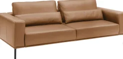 Musterring 3-Sitzer »JustB!PM100, 222 cm breit, aus hochwertigem Leder« wahlweise mit Nierenkissen und mot. Sitzauszug, Metallfuß in schwarz