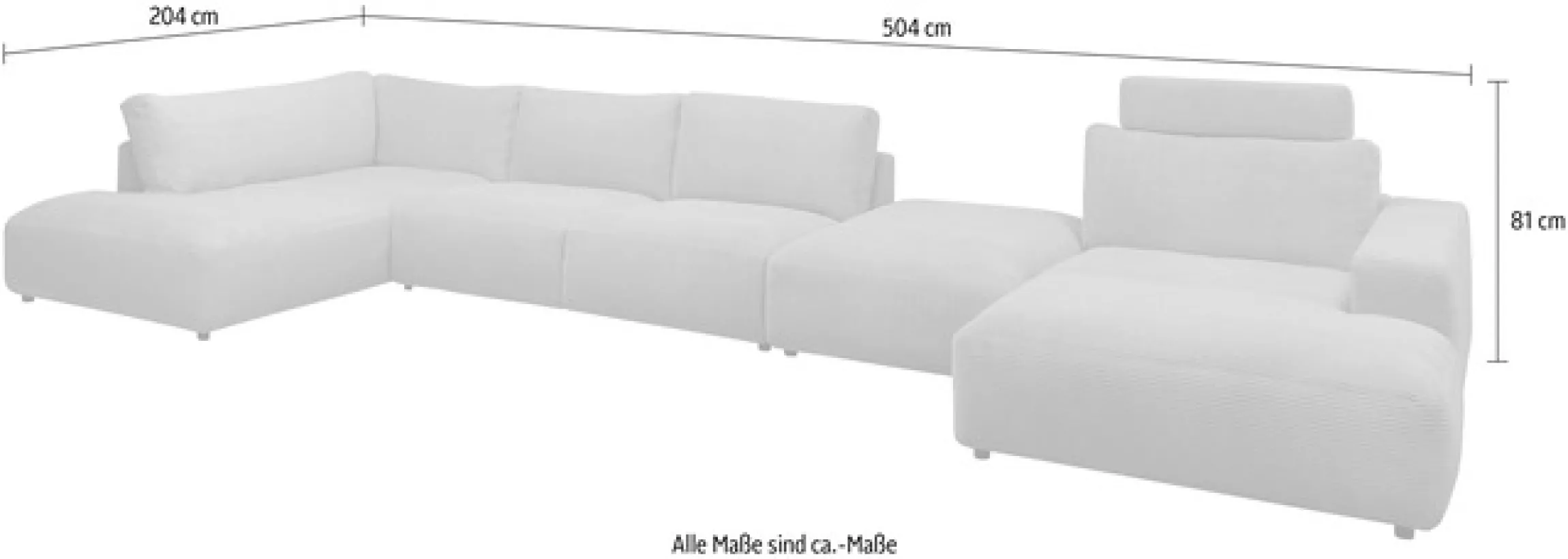 Musterring Wohnlandschaft »Lucia viel Platz, bequem, U-Form« Cord-Bezug, inklusive Kopfstütze, Gesamtbreite 524 cm