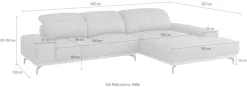 Musterring Wohnlandschaft »MR 2490 Ecksofa mit erstklassigem Sitzkomfort, Long-Life-Leder« Fuß Schwarz, Sitzhöhe 46cm, wahlweise mit Funktionen, Maße 342x207 cm