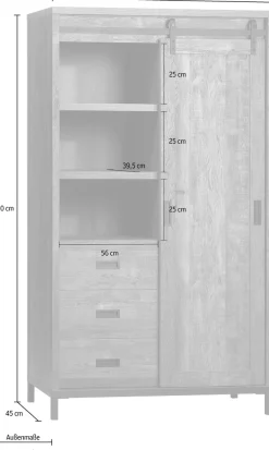 OMG Design Mehrzweckschrank »Stanley Wohnzimmerschrank« mit Schiebetür, Höhe 170 cm
