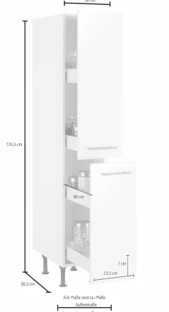 OPTIFIT Apothekerschrank »Bern« 30 cm breit, 176 cm hoch, höhenverstellbare Stellfüße, Metallgriffe