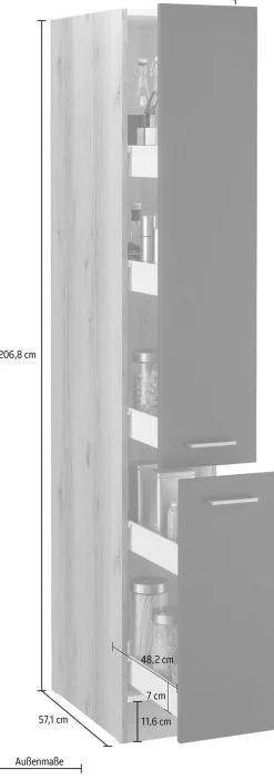 OPTIFIT Apothekerschrank »Iver« Breite 30 cm, mit 2 Auszügen, 5 Ablagen