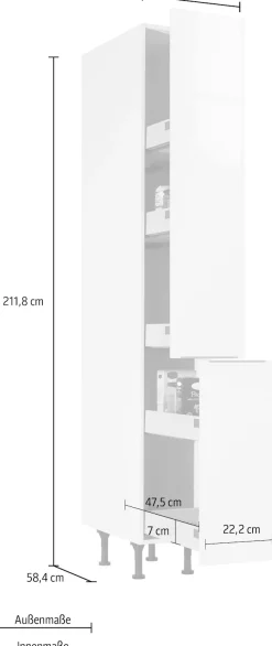 OPTIFIT Apothekerschrank »Tara« mit 2 Vollauszügen und 5 Ablagen, Soft-Close-Funktion, Breite 30 cm
