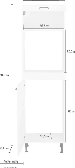OPTIFIT Backofen/Kühlumbauschrank »Elga« mit Soft-Close-Funktion, höhenverstellbaren Füßen, Breite 60 cm