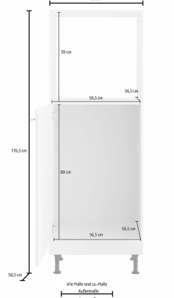 OPTIFIT Backofenumbauschrank »Bern« 60 cm breit, 176 cm hoch, höhenverstellbare Stellfüße, mit Metallgriff