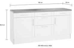 OPTIFIT Küche »Ahus« 180 cm breit, ohne E-Geräte, Soft Close Funktion, MDF Fronten